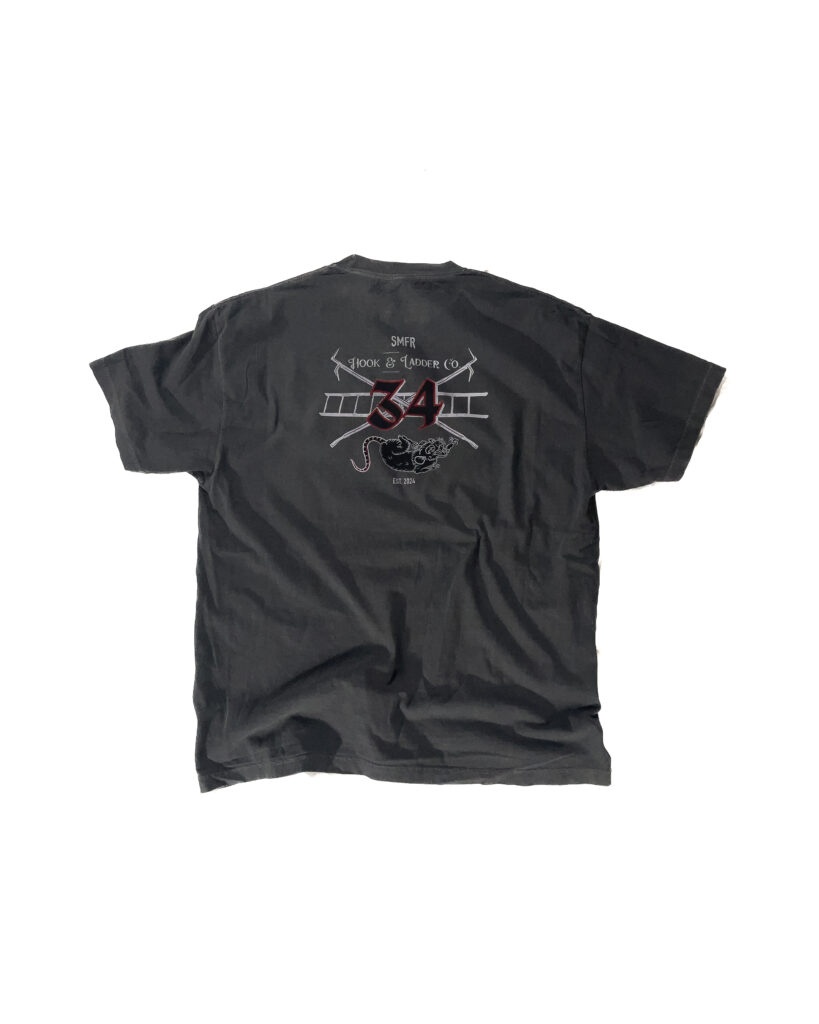 Hook & Ladder Rescue Rat Dyed Black T Shirt