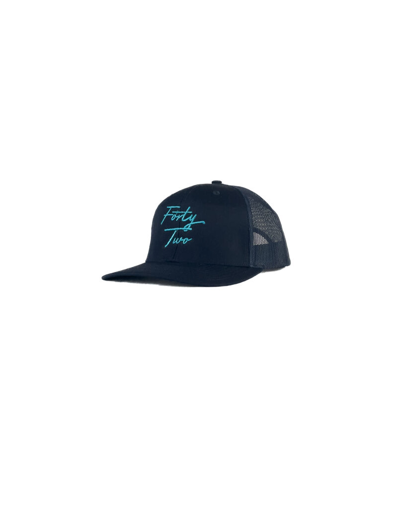 Neon Blue Forty Two Trucker Hat